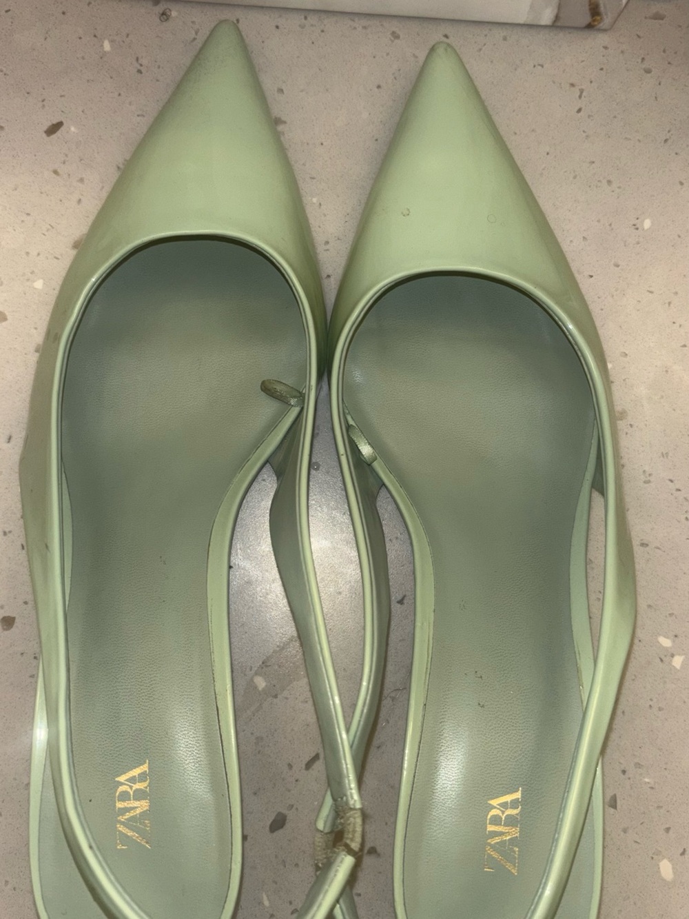 ZARA Pointed Slingback heels in green